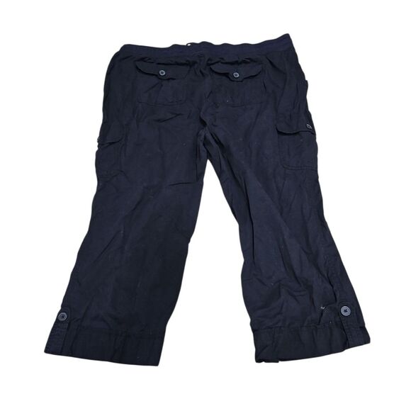 Woman Within Womens Black Drawstring Capri Pants Size 24w Plus Cargo Cuffed - Picture 3 of 9